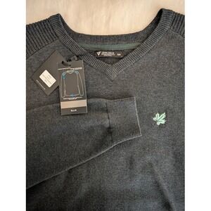 Levelwear The National Golf V-Neck Sweater Mens M Charcoal Grey 100% Cotton NEW